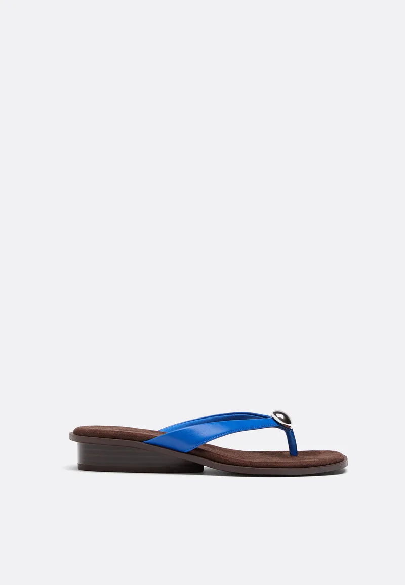 Stradivarius Πέδιλα Με Τακούνι Πλατφόρμας Τύπου Thong Μπλε 38