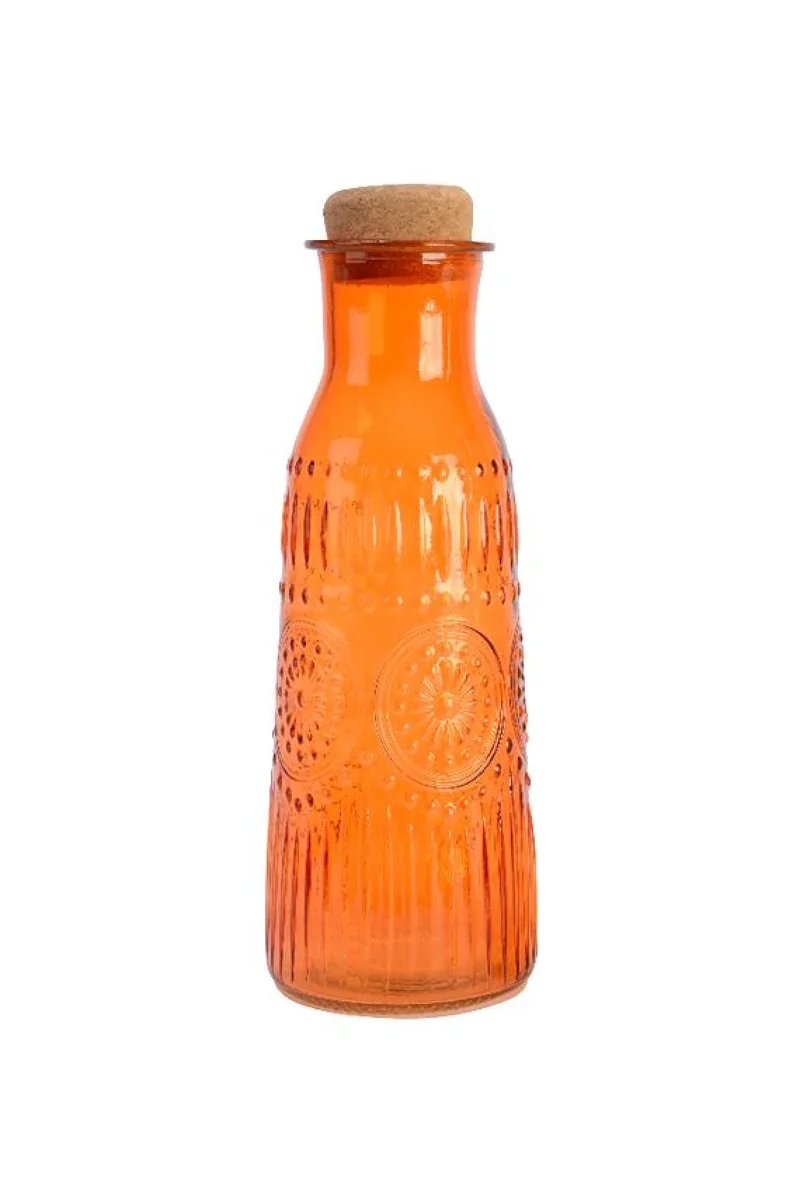 Καραφα Γυαλινη Με Αναγλυφο Σχεδιο 1Lt 9.5x9.5x27cm Πορτοκαλί Kaeming