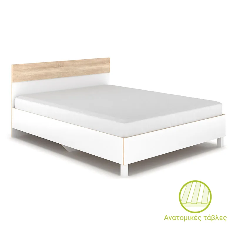 Κρεβάτι Awell pakoworld sonoma-λευκό 160x200εκ - PAKO WORLD - 173-000004