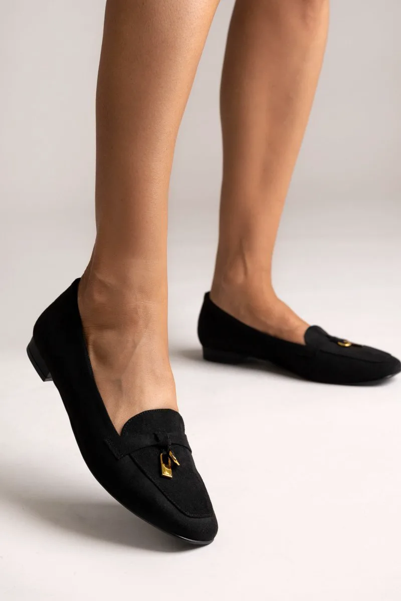 TFP Suede Metal Bit Loafers - 15 - Black Suede