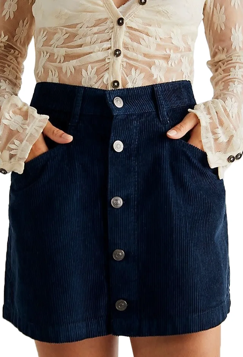 Φούστα Free People Ray Cord Mini OB1543115-0010 Γυναικείο