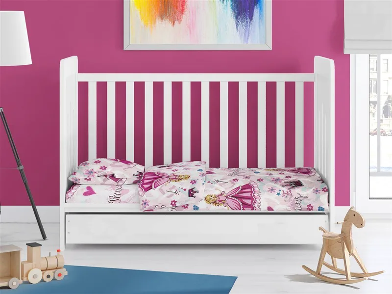 ΣΕΝΤΟΝΙΑ ΕΜΠΡΙΜΕ ΣΕΤ 3 τεμ bebe Princess 390 120X160 Ροζ 70/30 Cott/Pol