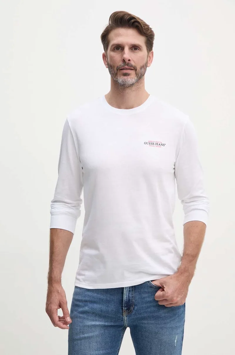 Guess Jeans Βαμβακερή μπλούζα με μακριά μανίκια Guess Jeans