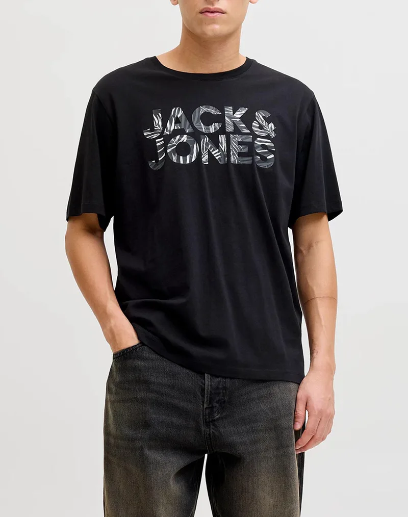 JACK&JONES JJEJEFF LOGO TEE SS SN 12288536-BLACK Black