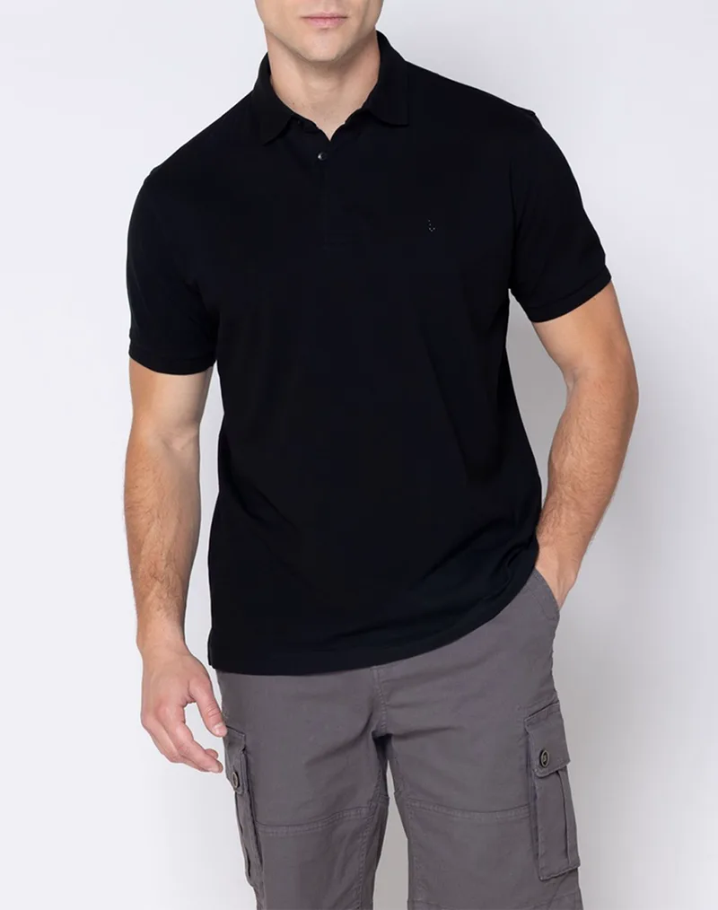 THE BOSTONIANS ΜΠΛΟΥΖΑ POLO PIQUE PIMA COTTON REGULAR 3PS1051-BLACK Black