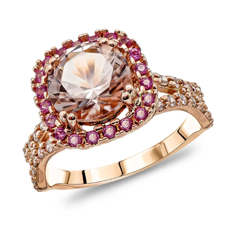 Δαχτυλίδι Μονόπετρο με Rose Quartz απο Ροζ Χρυσό 14 Καρατίων DX2035