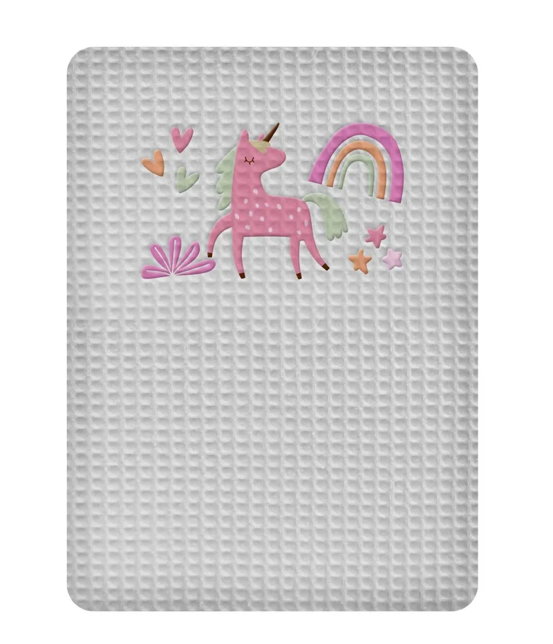 Κουβέρτα Πικέ Αγκαλιάς Adam Home Unicorn Grey 80x110