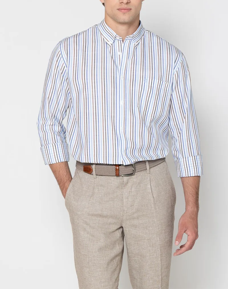 THE BOSTONIANS ΠΟΥΚΑΜΙΣΟ ACORN ΦΛΑΜΑ REGULAR FIT Button-down Regular Fit 3AAS4904-CIGAR SandyBrown