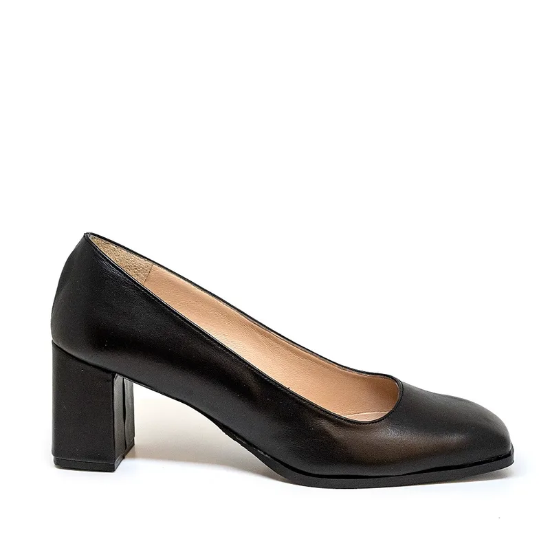 Bigshoes MX9135-01 Δερμάτινη Γόβα Μαύρη 6.5cm