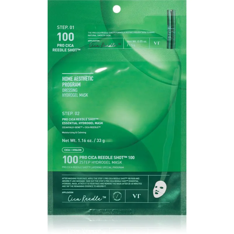 VT Cosmetics Pro Cica Reedle Shot 100 2Step Hydrogel Mask εντατική μάσκα υδρογέλης με καταπραϋντική δράση 34.5 γρ