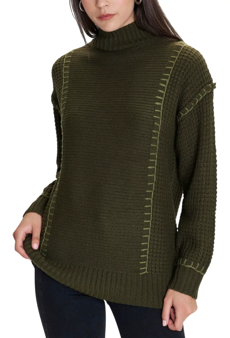 Μπλούζα Μακρυμάνικη Ale Πλεκτή Μακριά 8P22911-KHAKI Γυναικείο