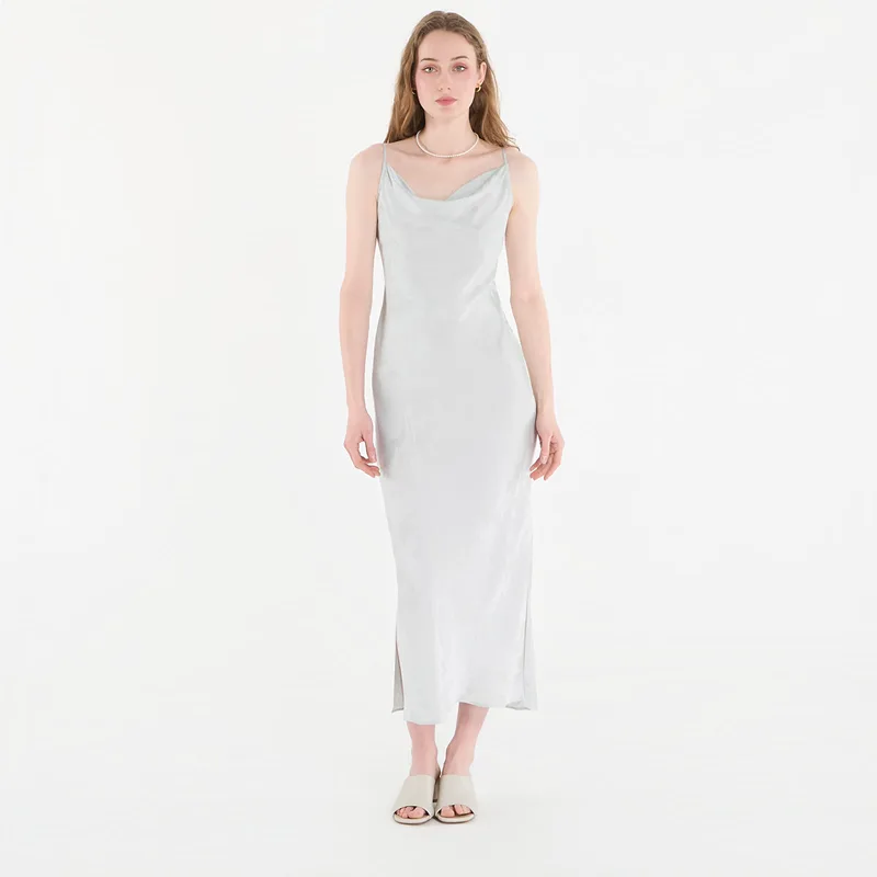 Φόρεμα Calvin Klein Viscose Jacquard Maxi Slip Dress Green L
