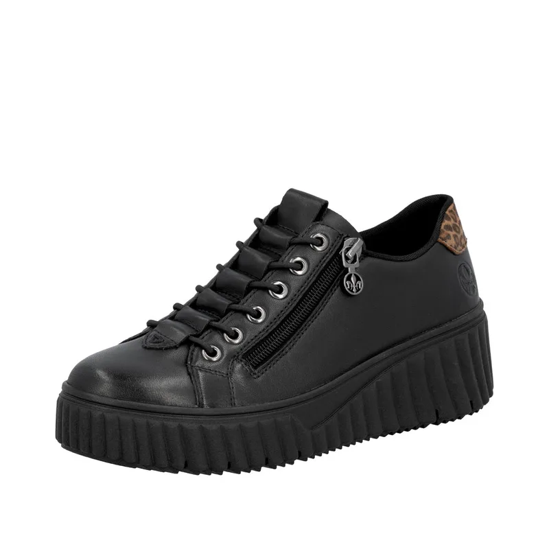 Rieker N2555-01 Ανατομικό Δερμάτινο Sneaker Μαύρο