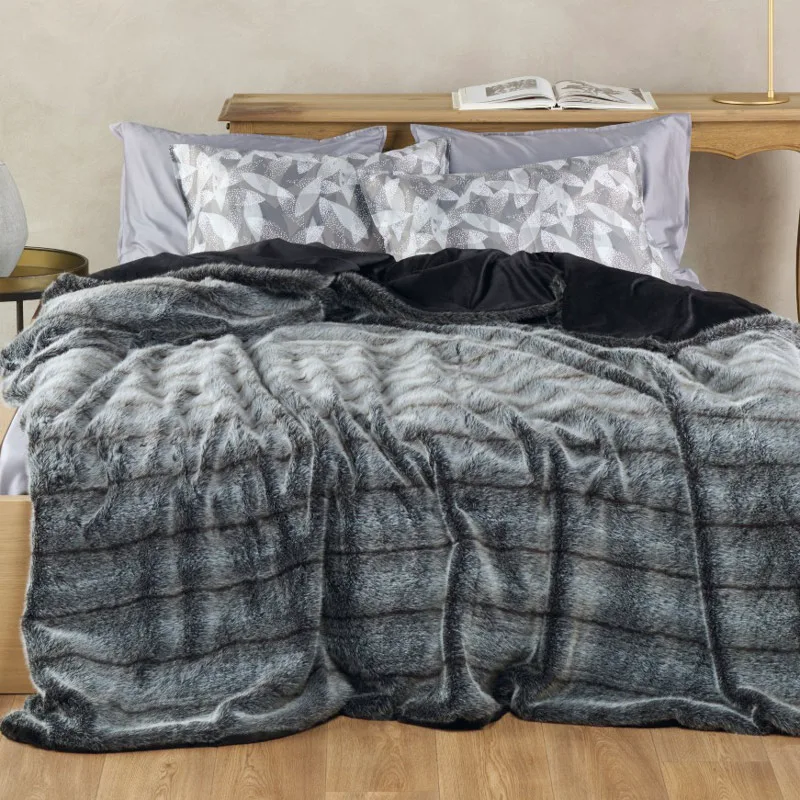 Κουβέρτα Γούνινη Υπέρδιπλη 220x230 Kentia Stylish Dynasty 30 Anthracite 220x230