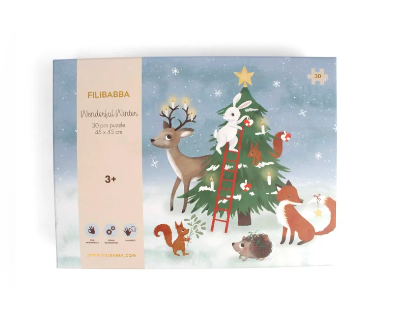 Filibabba Puzzle with 30pcs (45x45cm) - Wonderful Winter - Forest Friends