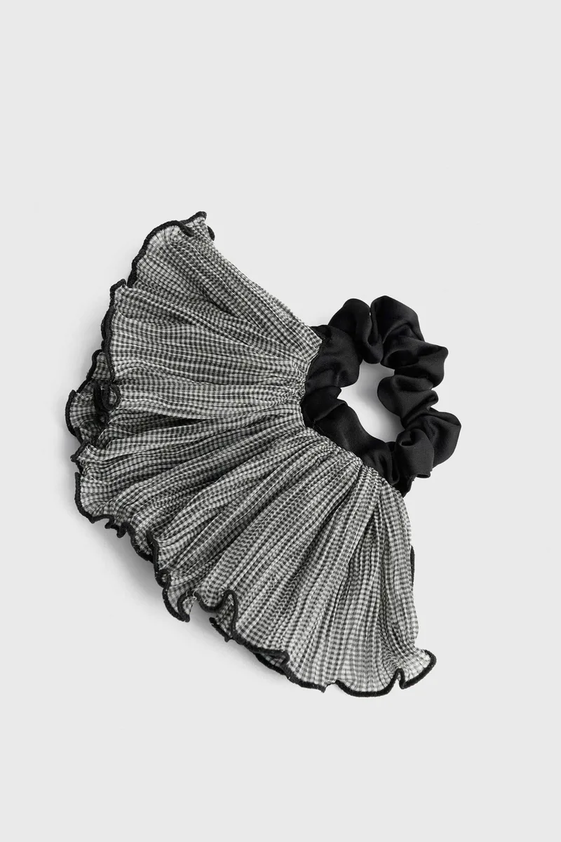 'ALE γυναικείο scrunchie για τα μαλλιά με καρό σχέδιο - 8K23761 Ασπρόμαυρο