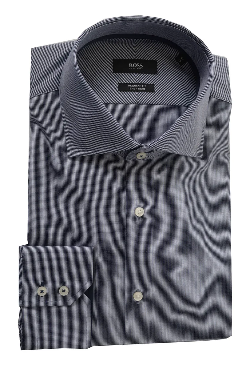 BOSS ΠΟΥΚΑΜΙΣΟ GREGORY REGULAR FIT EASY IRON ΜΙΚΡΟΣΧΕΔΙΟ ΜΠΛΕ