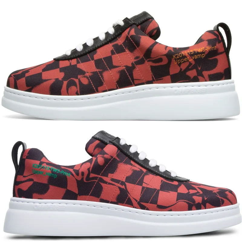 CAMPER Twins - Sneakers Για Γυναικεία - Κόκκινο,Μαύρο, Μέγεθος 42, Cotton fabric/Smooth leather