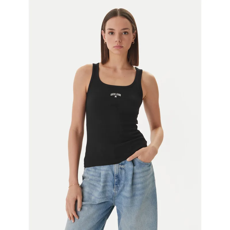 Guess Jeans Τοπ W6GPZ2 KA0H1 Μαύρο Slim Fit
