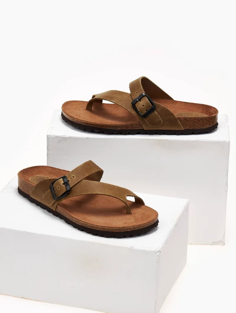 Inter - Bios Anatomical Leather Sandals - 7119 - Olive