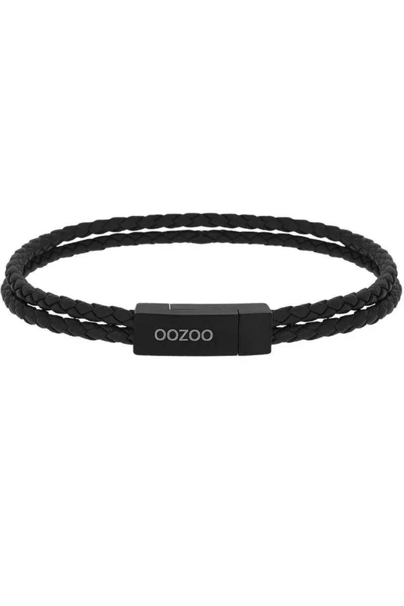OOZOO Βραχιόλι από ανοξείδωτο ατσάλι & δέρμα Black (Μήκος 19.5cm) SB-1059-195