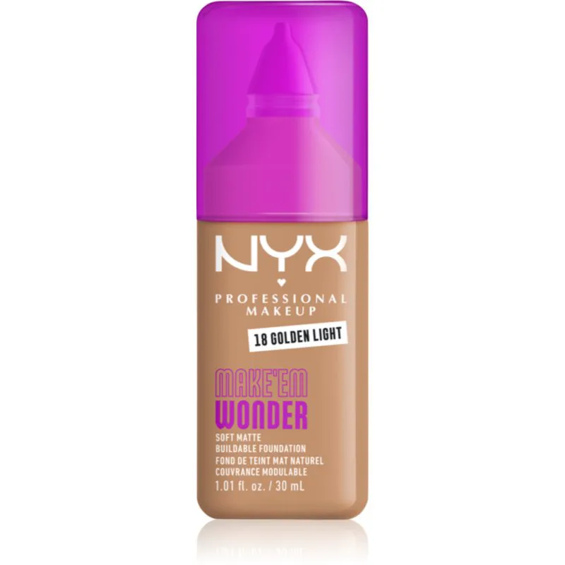 NYX Professional Makeup Make ‘Em Wonder ελαφρύ ματ μεικ απ απόχρωση 18 Golden Light 30 ml