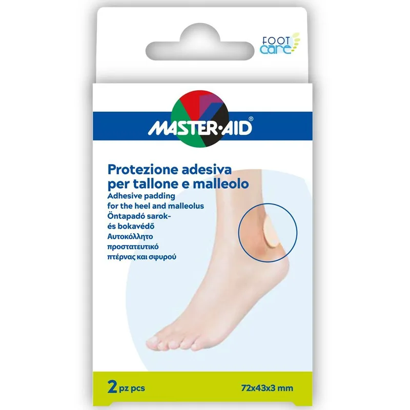 Master Aid Adhesive Padding for the Heel & Malleolous Αυτοκόλλητο Επίθεμα για τη Πτέρνα & το Σφυρό 72x43x3mm 2 Τεμάχια