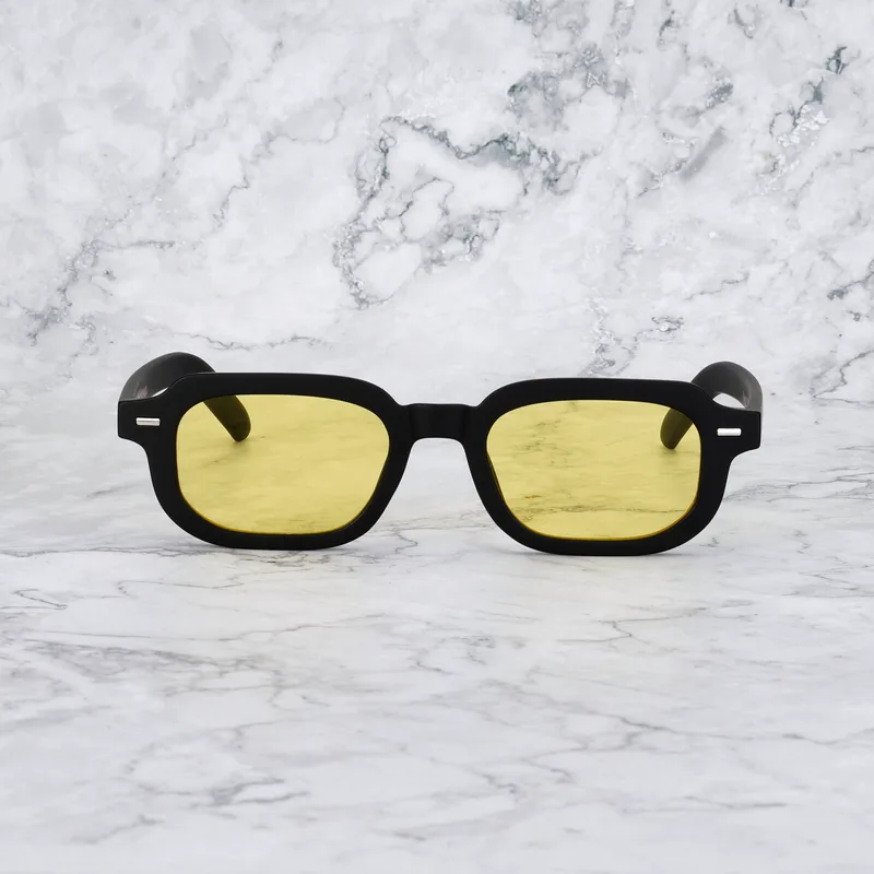 BROOK Tinted Sunglasses | Matt Black | Yellow Shades | Explicit Poets Sunglasses