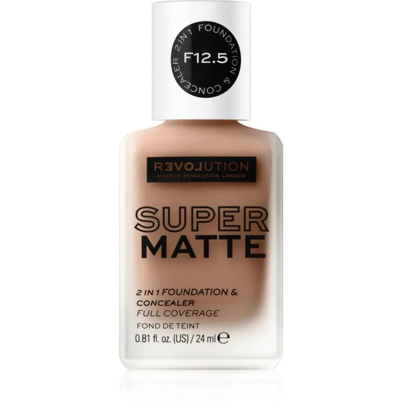 Revolution Relove Super Matte Foundation μακράς διαρκείας ματ μεικ απ απόχρωση F12.5 24 μλ