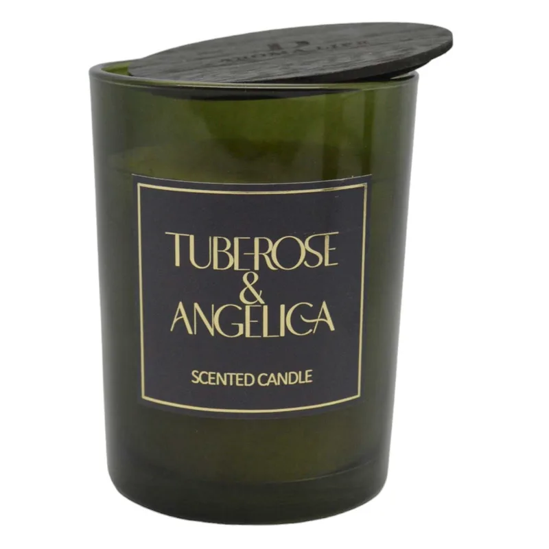 Αρωματικό Κερί Tuberose & Angelica Σε Γυάλινο Δοχείο Με Καπάκι 8x8x10.5cm