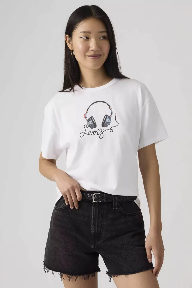 Levi's® γυναικείο T-shirt με λογότυπο Relaxed Fit "Graphic Vintage" - 005OY0009 Λευκό