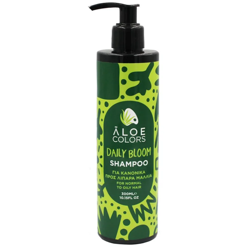 Aloe Colors Daily Bloom for Normal to Oily Hair Shampoo Σαμπουάν Καθημερινής Χρήσης για Κανονικά προς Λιπαρά Μαλλιά, με Αντλία 300ml