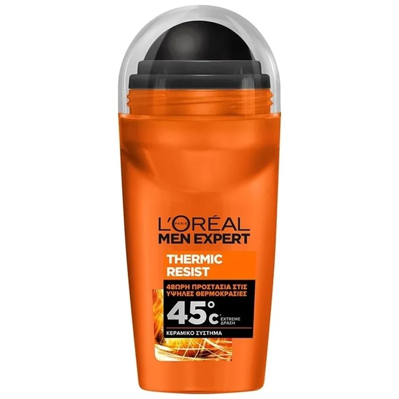 L'Oreal Paris Men Expert Thermic Resist 48H Roll-on Deo Ανδρικό Αποσμητικό Roll-on με Προστασία Κατά του Ιδρώτα & της Κακοσμίας, Αποτελεσματικό σε Υψηλές Θερμοκρασίες 50ml