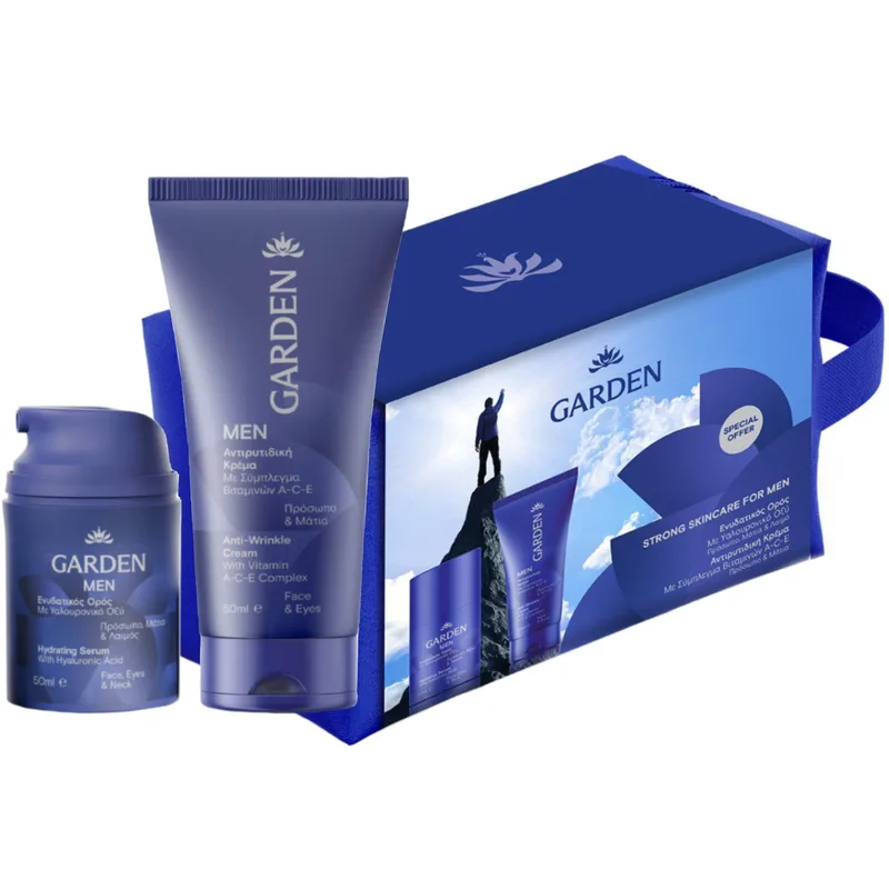 Garden Promo Men Hydrating Face, Eyes & Neck Serum 50ml & Anti Wrinkle Face & Eyes Cream 50ml & Νεσεσέρ 1 Τεμάχιο