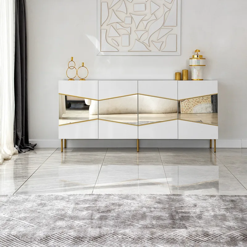 Κονσόλα Nice - White, Χρυσό 552Nos1809 (180x80x40 cm)