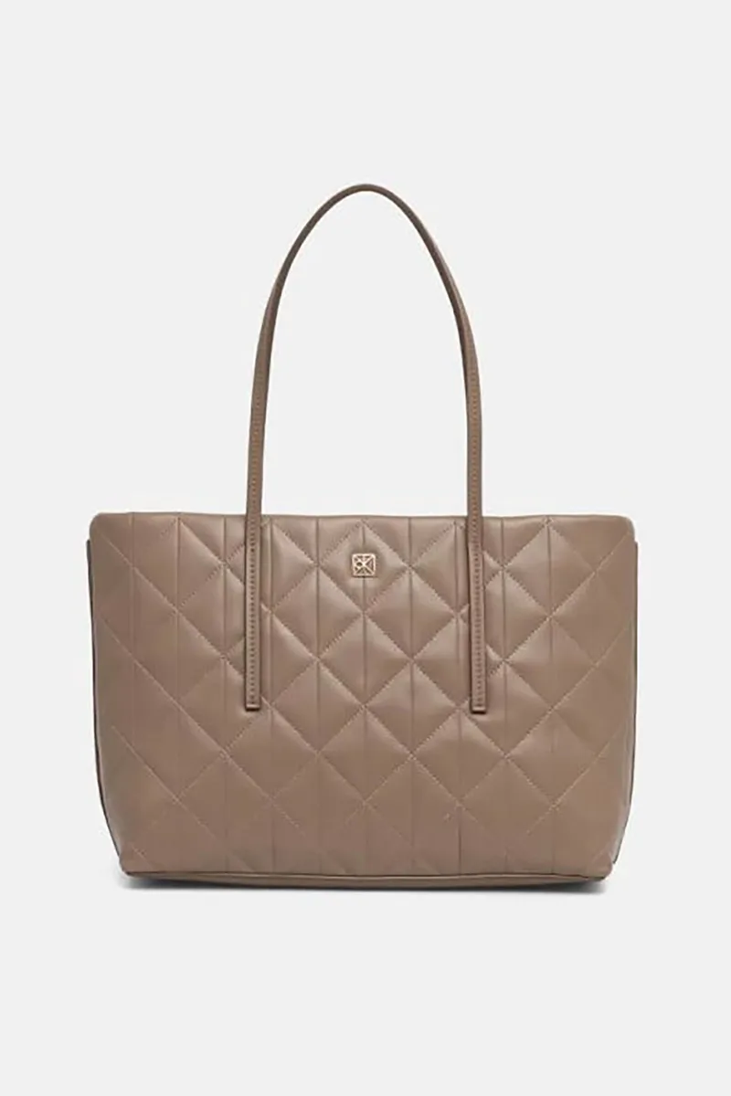 CK Jeans γυναικεία τσάντα tote με καπιτονέ σχέδιο και μεταλλικό monogram - LV04F3325G Μπεζ
