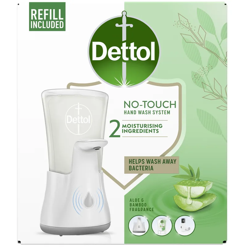 Dettol No-Touch Hand Wash System Αυτόματη Συσκευή Κρεμοσάπουνου 1 Τεμάχιο & Replacement Ανταλλακτικό με Aloe Vera 250ml