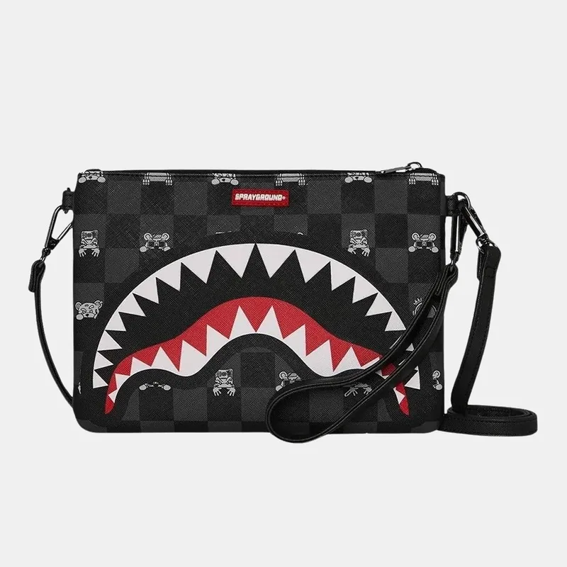 Sprayground Gray Peeking Character Check Crossbody Τσαντάκι Μέσης (9000278178_1523)