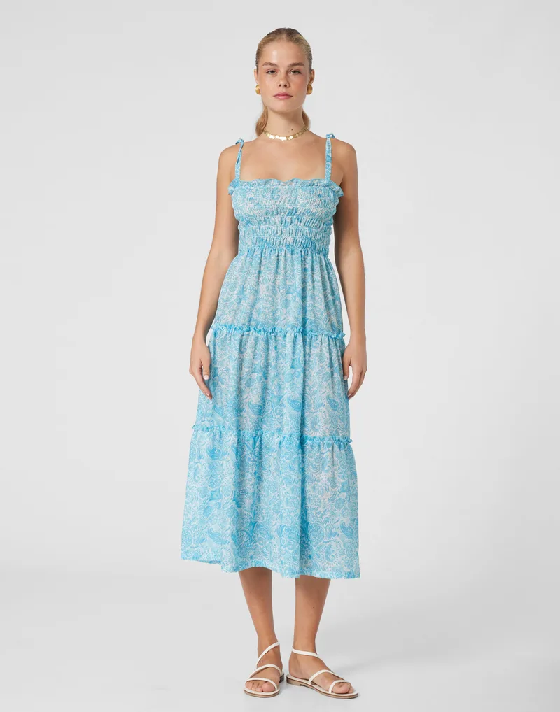 WOMEN'S DRESS PAISLEY TURQUOISE