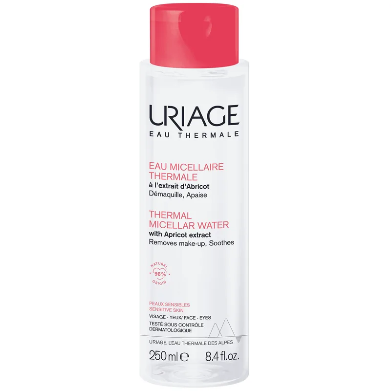 Uriage Thermal Micellar Water with Apricot Extract Ιαματικό Μικυλλιακό Νερό για Ντεμακιγιάζ με Βερίκοκο, Κατάλληλο για Ευαίσθητες Επιδερμίδες 250ml