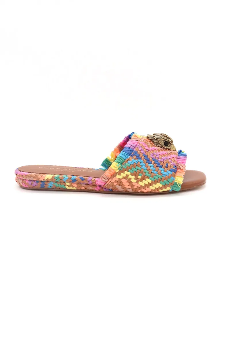 KURT GEIGER ΠΑΠΟΥΤΣΙΑ ΠΑΝΤΟΦΛΕΣ KENSINGTON FLAT SANDAL LOGO ΠΟΛΥΧΡΩΜΟ