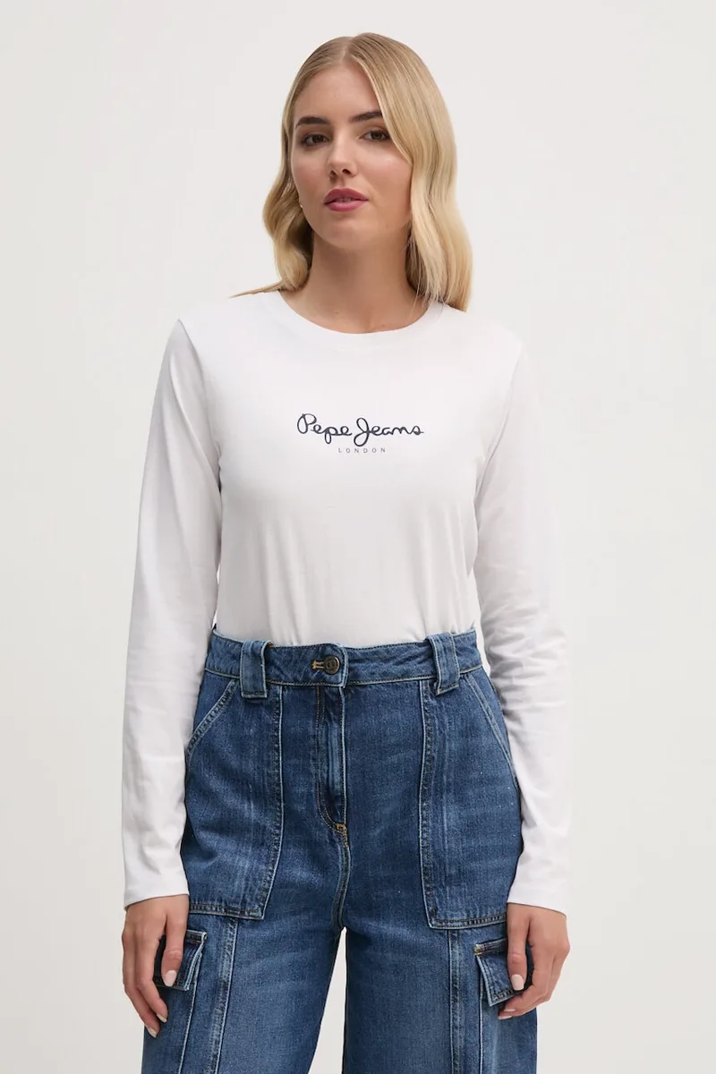 Βαμβακερή μπλούζα με μακριά μανίκια Pepe Jeans FIORE LS