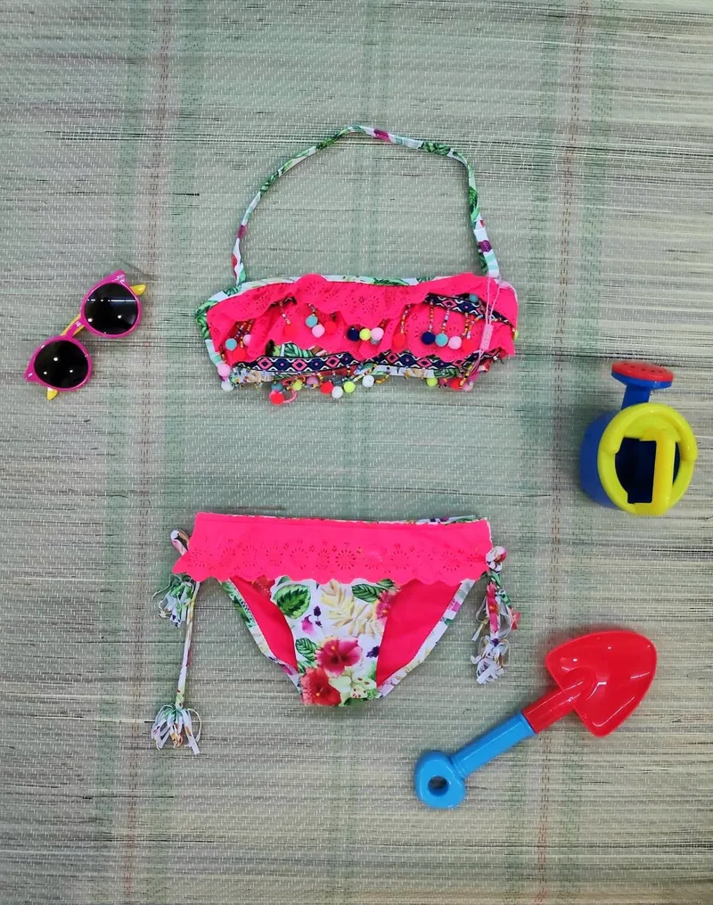 Παιδικό Μαγιό Bikini Εμπριμέ Κορίτσι - Κοραλί