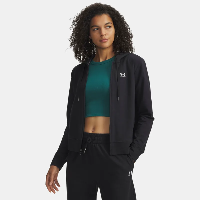 UNDER ARMOUR SPORT TERRY FULL-ZIP HOODIE ΜΑΥΡΟ