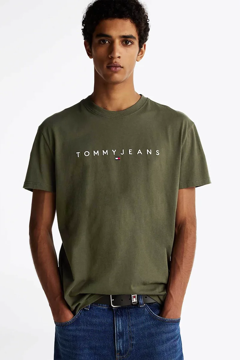 Tommy Jeans ανδρικό T-shirt με λογότυπο Regular Fit - DM0DM20744 Λαδί