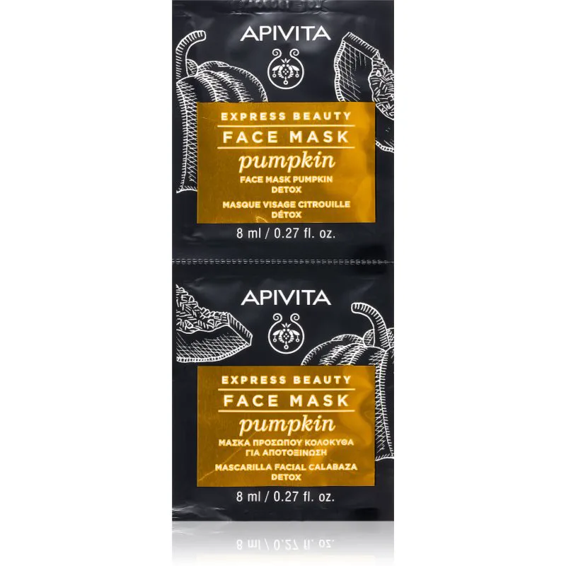 Apivita Express Beauty Detox Face Mask Pumpkin αποτοξινωτική μάσκα προσώπου 2x8 ml