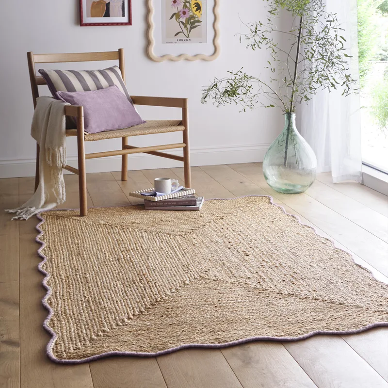Jute Scalloped Edge Rug Lilac