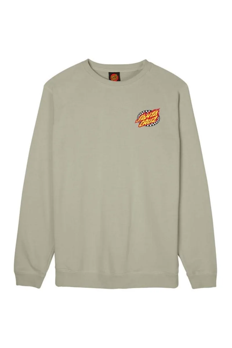 SANTA CRUZ Φούτερ λαιμόκοψη Oval Check Flame Crew - Γκρι-SCA-CRW-1456-GREY