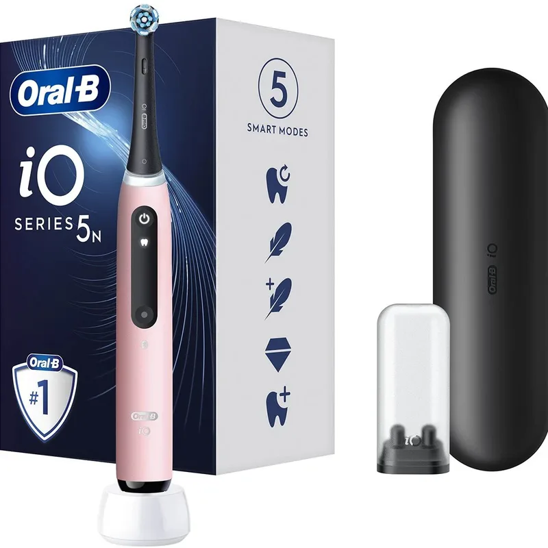 Oral-B iO Series 5 Electric Toothbrush Επαναστατική iO Τεχνολογία Βουρτσίσματος, 5 Έξυπνα Προγράμματα Επαγγελματικού Καθαρισμού Ροζ 1 Τεμάχιο