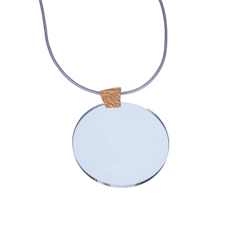 Κολιέ Επίχρυσο 925 με γαλάζιο Plexiglass με κορδόνι Gatsa 0407